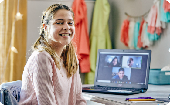 Student attending to an online class